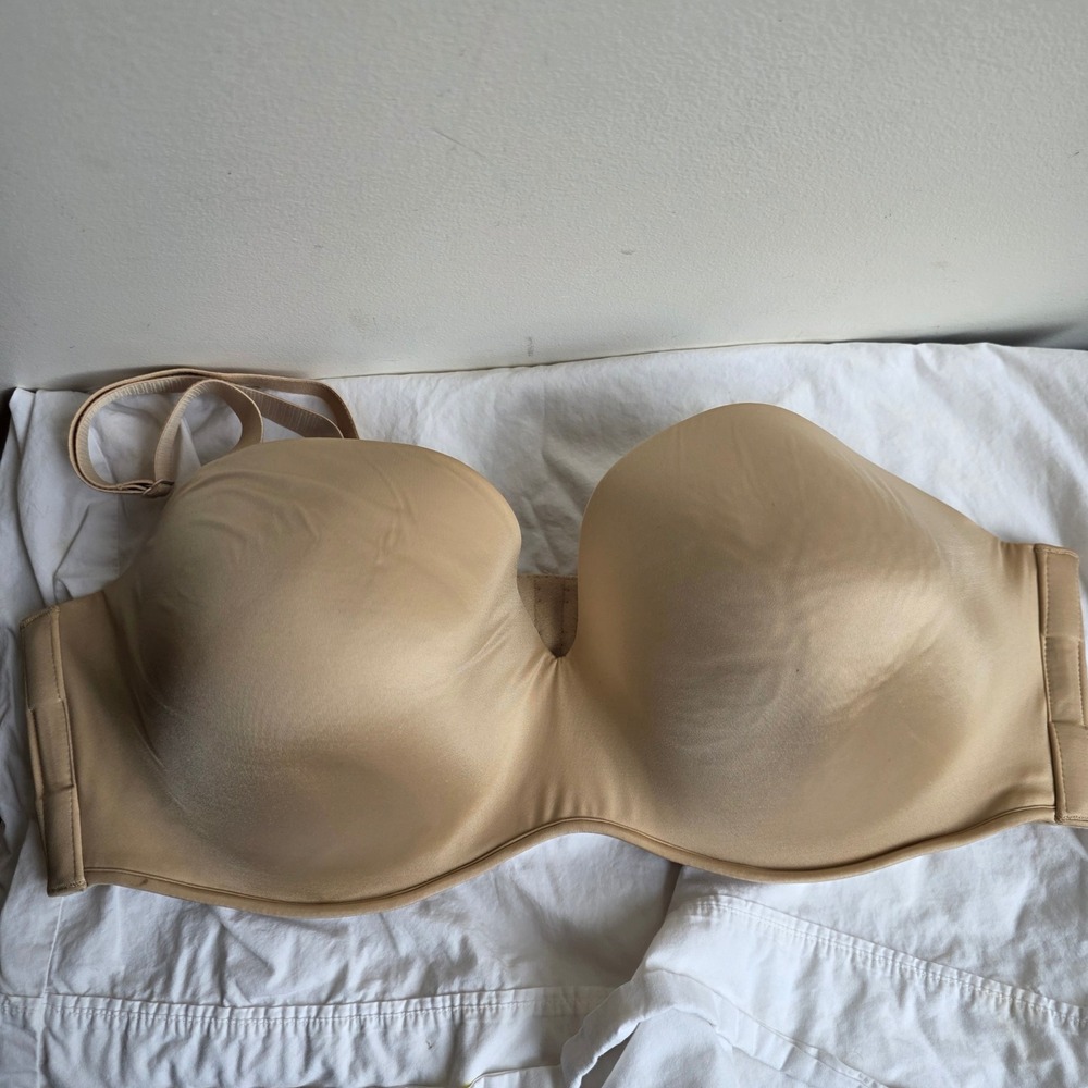 Cacique Multi-Way Strapless Bra Tan Nude Underwire Full Coverage 44DD
